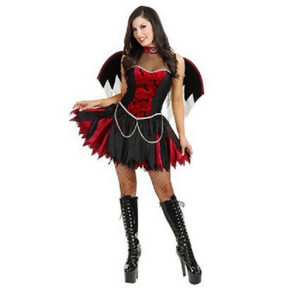 Women's Red and Black Gothic Vampire Costume Dress
